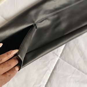 Zara leather look ankle zip pants.